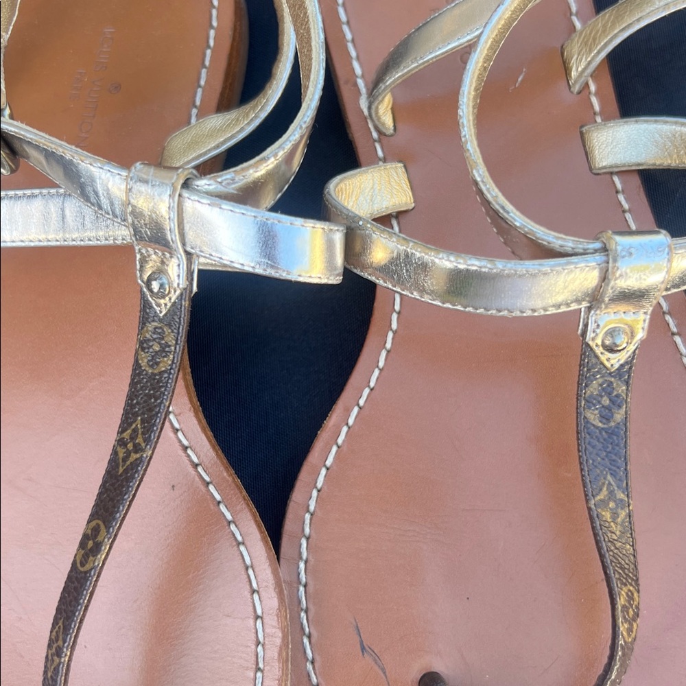 Louis Vuitton Gold Sandals - Picture 8 of 10